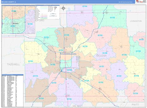 McLean County, IL Wall Map Color Cast Style by MarketMAPS