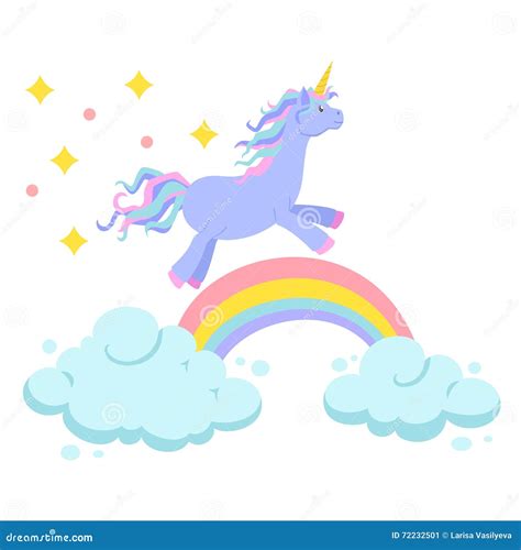 Unicorn Ride On Rainbow Stock Vector Illustration Of Miracle 72232501