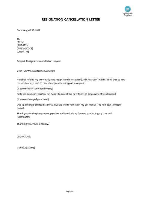 Resignation Withdrawal Letter Sample