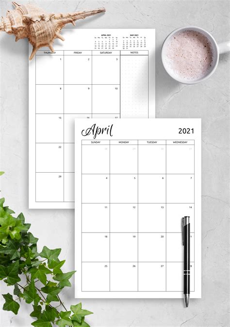 Download Printable Monthly Calendar Template PDF