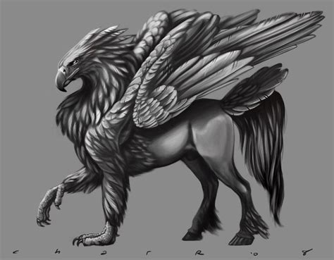 Hippogryph Greyscale By Charreed On