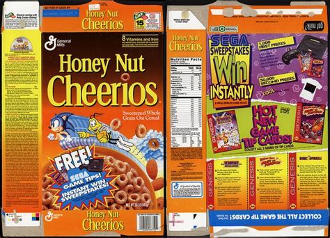 General Mills Honey Nut Cheerios Sega Sonic The Hedgehog Instant