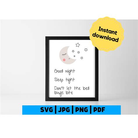 Good Night Sleep Tight Dont Let The Bugs Bed Bite Svg Etsy