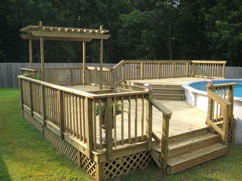 A quick and easy way to build a deck around your pool. Above Ground Pool Deck Kits | Sunset Decks - Pools ...