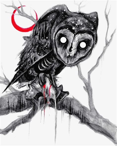 Brian Serway Owls Drawing Scary Art Cool Artwork