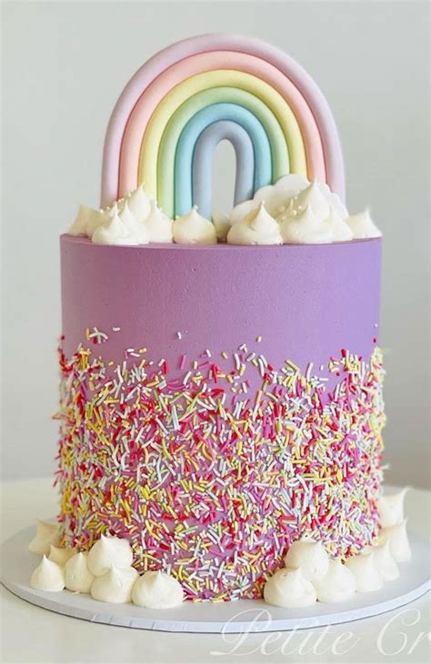 Cute Rainbow Cake Ideas For You Colourful Dessert Soft Purple Cake With Sprinkles