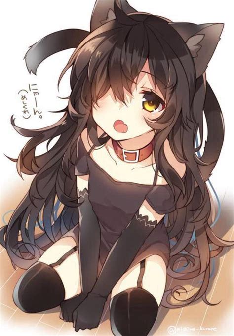 Maybe you would like to learn more about one of these? Anime Art neko...cat...cat ears...black..wavy hair ...