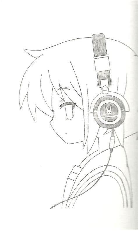 Girl With Headphones Drawing At Free For Personal Use