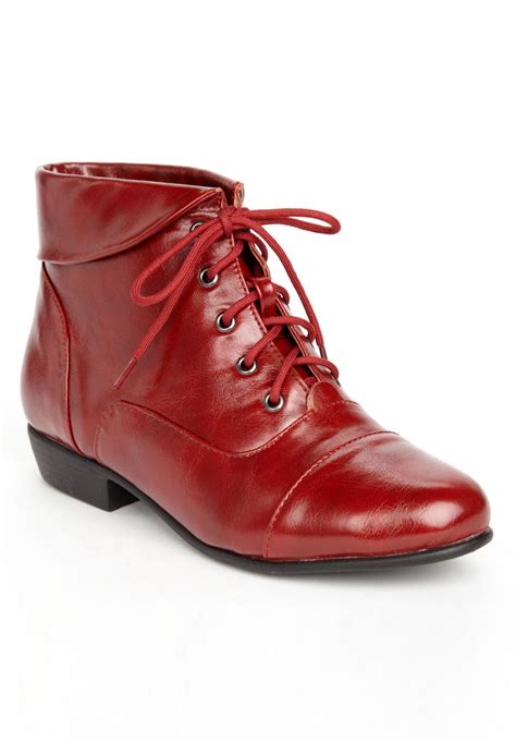 Darcy Lace Up Wide Width Bootie By Comfortview Red Cowgirl Boots