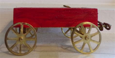 Vintage Red Wagon Gold Wheels 3 Wood Fairy Garden Etsy
