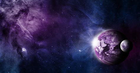 4096x2160 Sci Fi Nebula Purple Stars Blue Planet Space