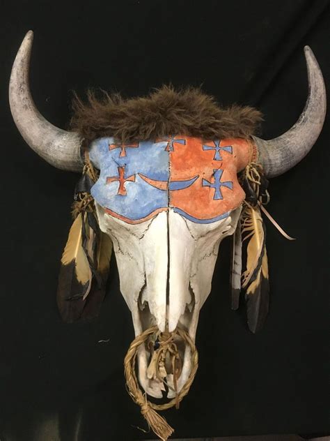 Bufffalo Skull Painted Bison Ghost Dance Horns Native American