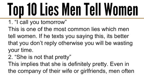 Awesome Quotes Top 10 Lies Men Tell Women