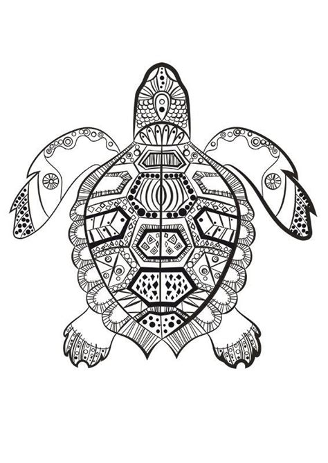 A Black And White Drawing Of A Turtle With Intricate Designs On Its Back