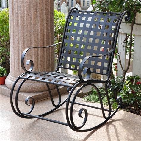 Shop International Caravan Antique Black Steel Patio Rocking Chair at