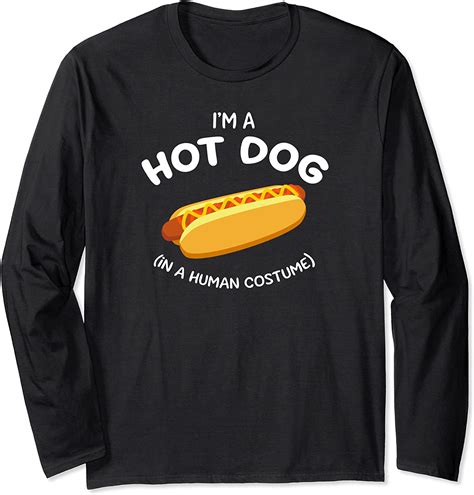 Hot Dog Costume Funny Halloween Graphic Long Sleeve T Shirt