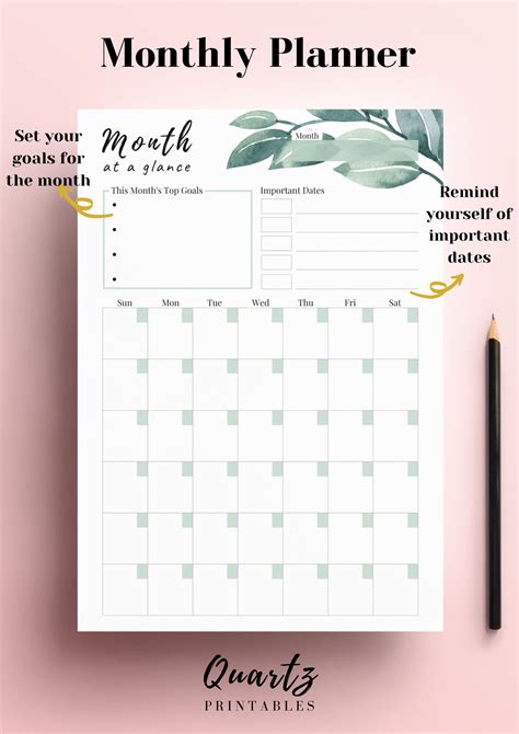 Monthly Planner Printable 2021 2022 Monthly Planner A5 Monthly