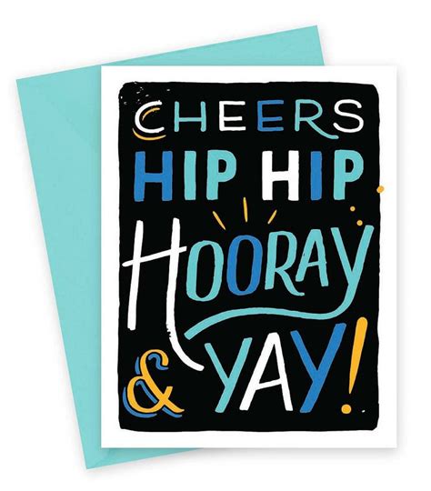 Cheers Hip Hip Hooray And Yay Single Card Etsy