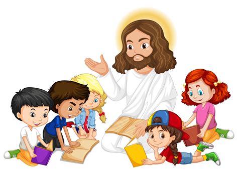 Jesus Teaching A Young Group Of Kids 1337983 Vector Art At Vecteezy