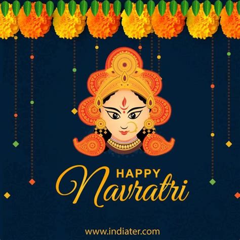 May the true mother durga bless you and your happy navratri! Free Happy Navratri Greeting Card Design - Indiater in ...