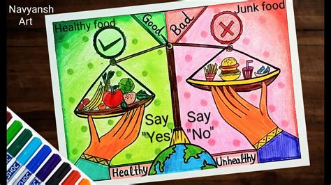 Healthy Food Vs Junk Food Drawingworld Food Safety Day Poster Drawing