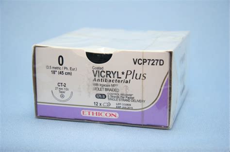 Ethicon Suture Vcp727d 0 Vicryl Plus Antibacterial Violet 8 X 18