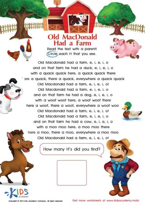 Old Mcdonald Lyrics And Coloring Pages