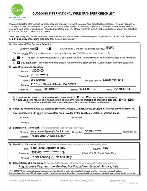 Chase Bank Wire Transfer Form Pdf