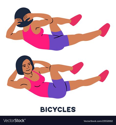 Bicycles Elbow To Cnee Crunches Cross Body Vector Image