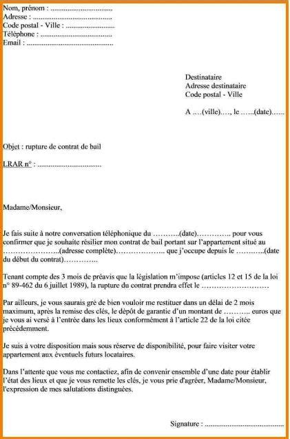 Résiliation de bail (3 mois de préavis). Lettre De Preavis Appartement Meuble | Appartement meublé ...