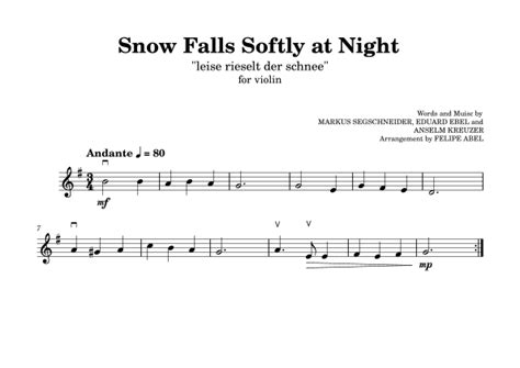 Snow Falls Softly At Night Leise Rieselt Der Schnee Easy Violin Arr Felipe Abel Sheet
