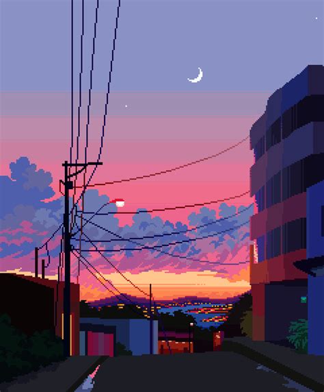 City Moonset Me Pixel Art 2019 Rart