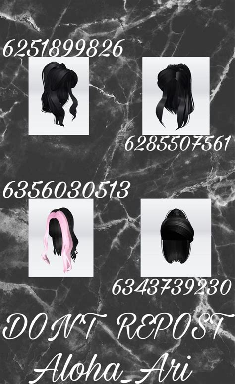 Black Hairs In 2021 Bloxburg Hair Codes Hair Codes Black Hair Roblox