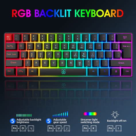Snpurdiri 60 Wired Gaming Keyboard True Rgb Mini Keyboard Quiet