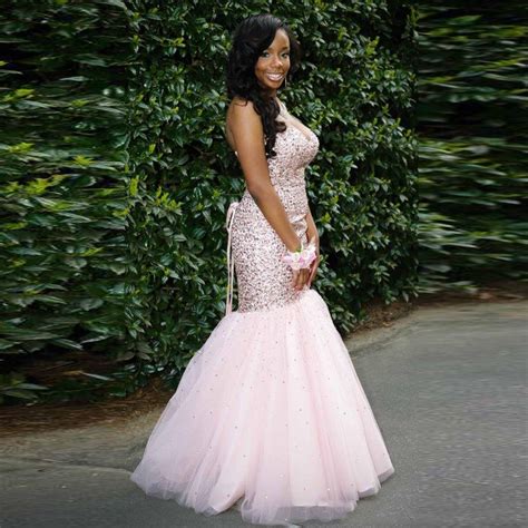 Luxury 2016 Mermaid Prom Dresses Pink Shiny Rhinestone Crystal Beaded