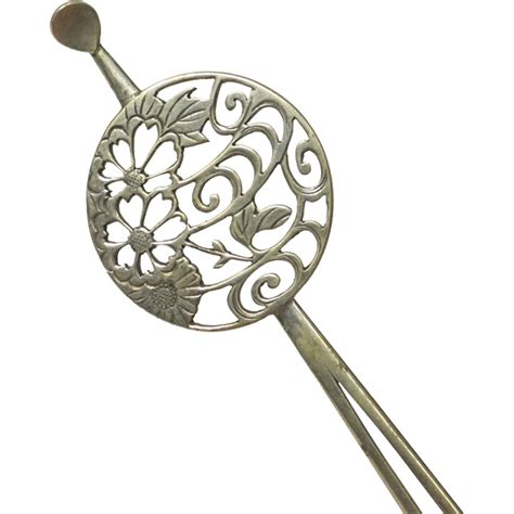 Japanese Antique Womans Kanzashi Hair Pin Of Mixed Metals Sold On Ruby Lane