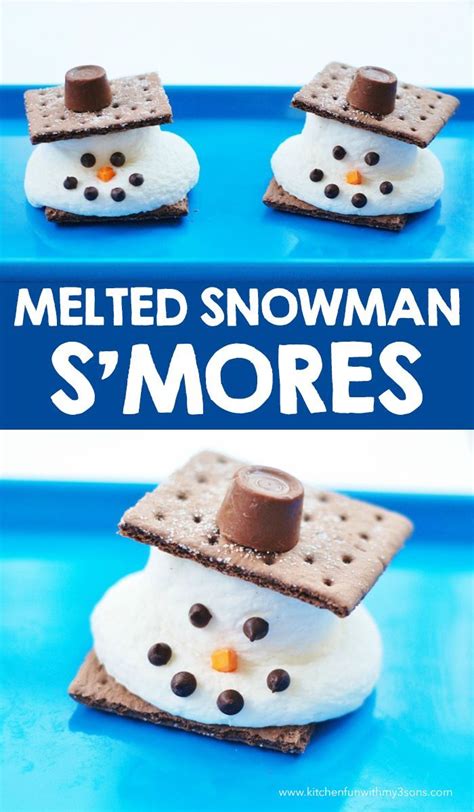 Simple & fun printmaking for kids using recycled materials from projects with kids. Melted Snowman S'mores | Christmas snacks, Winter snack ...