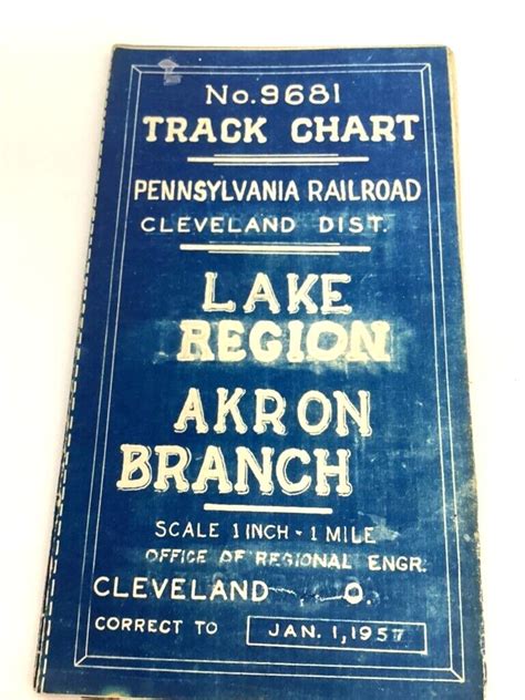 1957 Vintage Railroad Track Chart 9681 Lake Region Akron Pennsylvania