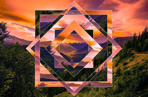 Geometric Landcape Collage Digital Art Portfolio