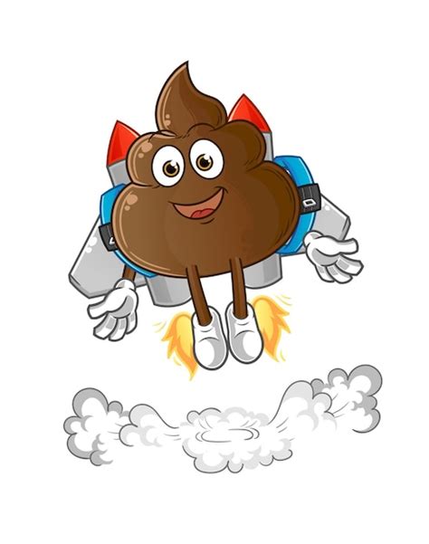 Premium Vector The Poop With Jetpack Mascot Cartoon