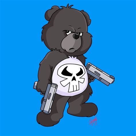 If you want the skirt to come only to the middle of the teddy bear's legs, then mark this location. Punisher Care Bear by amydrewthat on DeviantArt