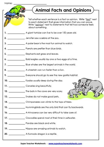 Fact And Opinion Worksheets Printable Worksheets