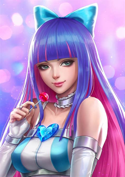 5120x2880px Free Download Hd Wallpaper Green Eyes Lollipop Anime Pink Hair Blue Hair