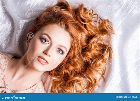 Beautiful Girl Lying On The Bed Stock Photo Image Of European Happiness