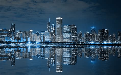 Nightlights Chicago On Lake Michigan In Illinois