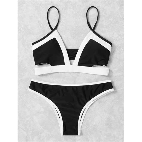 Contrast Trim Bikini Set Bikini Set Bikinis Black White Bikini Hot Sex Picture