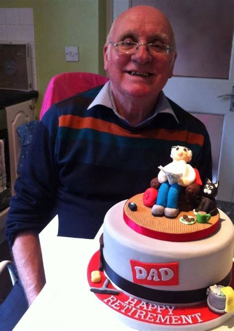 Perhaps something that will remind him of you and draw a smile on his face! dad with his retirement cake | Retirement cakes, Cake, How ...