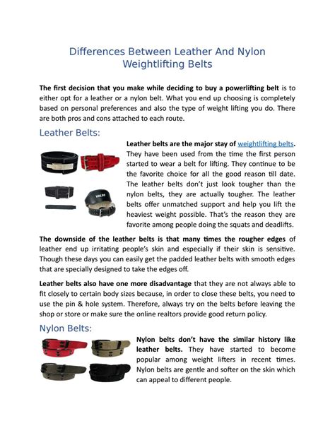 Differences Between Leather And Nylon Weightlifting Belts By