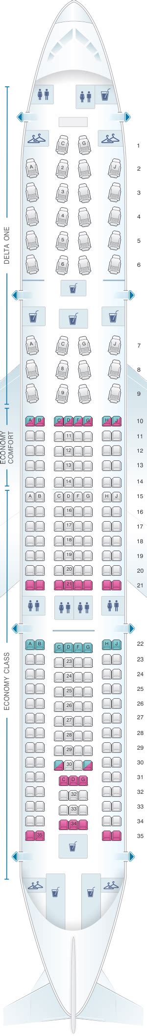 Seat Map Delta Airlines Airbus A330 200 332