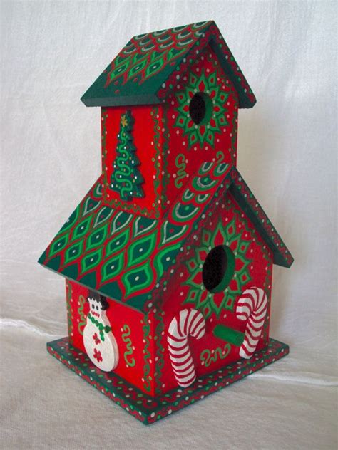 Christmas Birdhouse 2 Story Gingerbread Style/ Candy Canes/ Snowmen